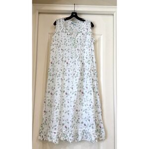 La Cera Sz S Cotton Natural & Hand Printed Floral Nightgown Prairie Cottage